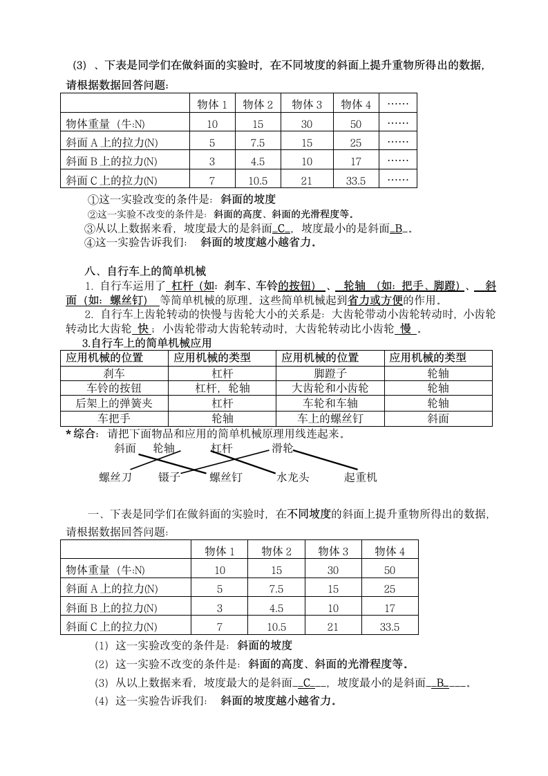 第一单元 工具和机械  复习学案.doc第4页