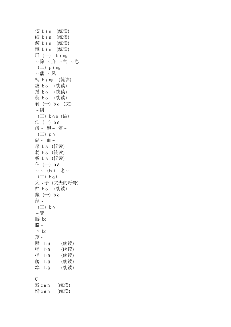 普通话等级考试【多音字表】第3页