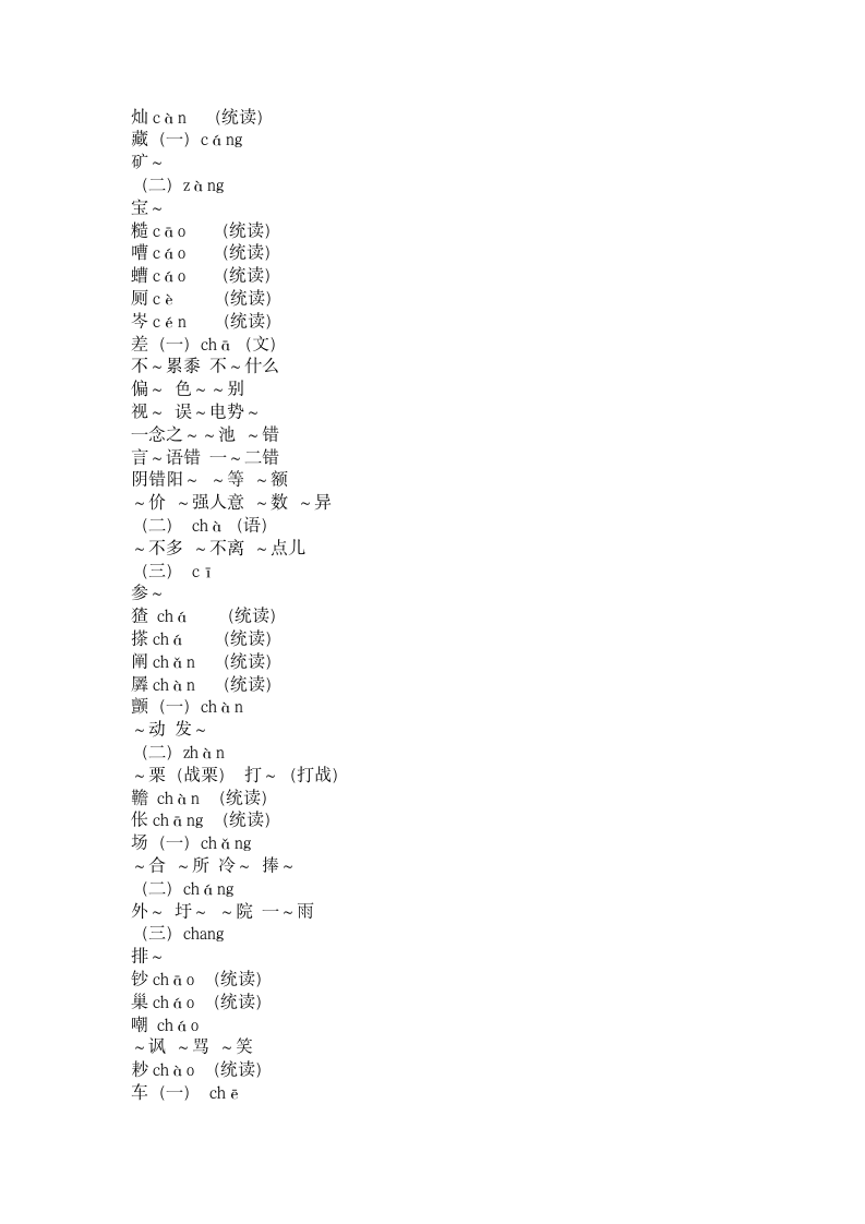 普通话等级考试【多音字表】第4页