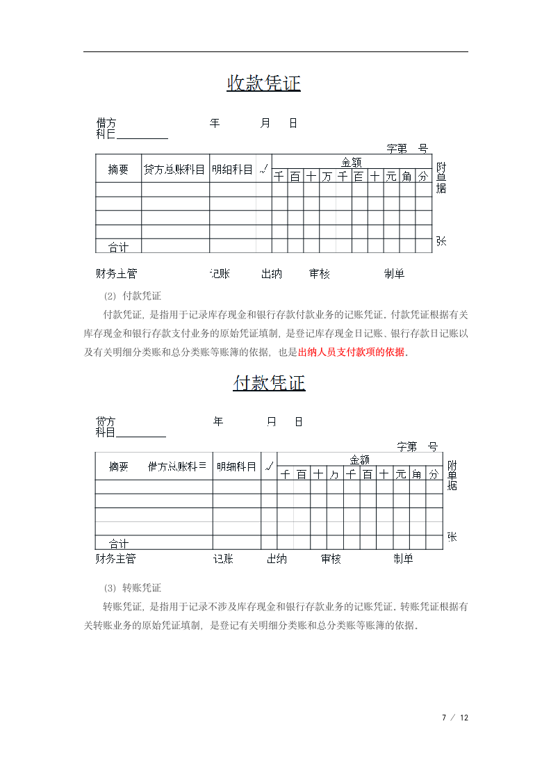 2019年初级会计会计凭证第7页