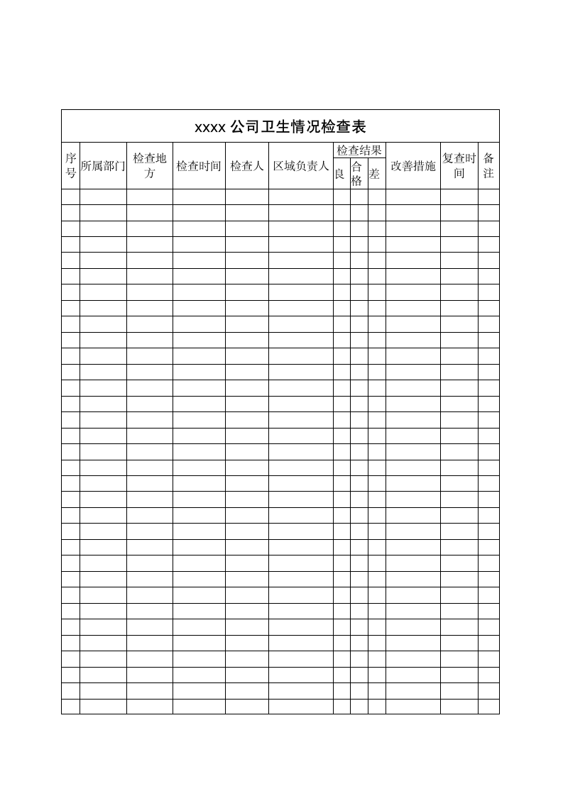 xxxx公司卫生情况检查表.docx第1页