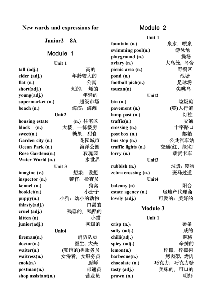 初二英语单词表[上学期].doc第1页