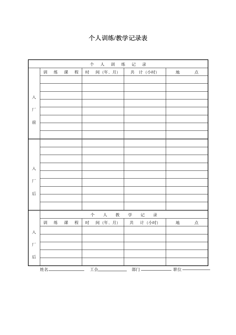个人训练教学记录表.doc第1页