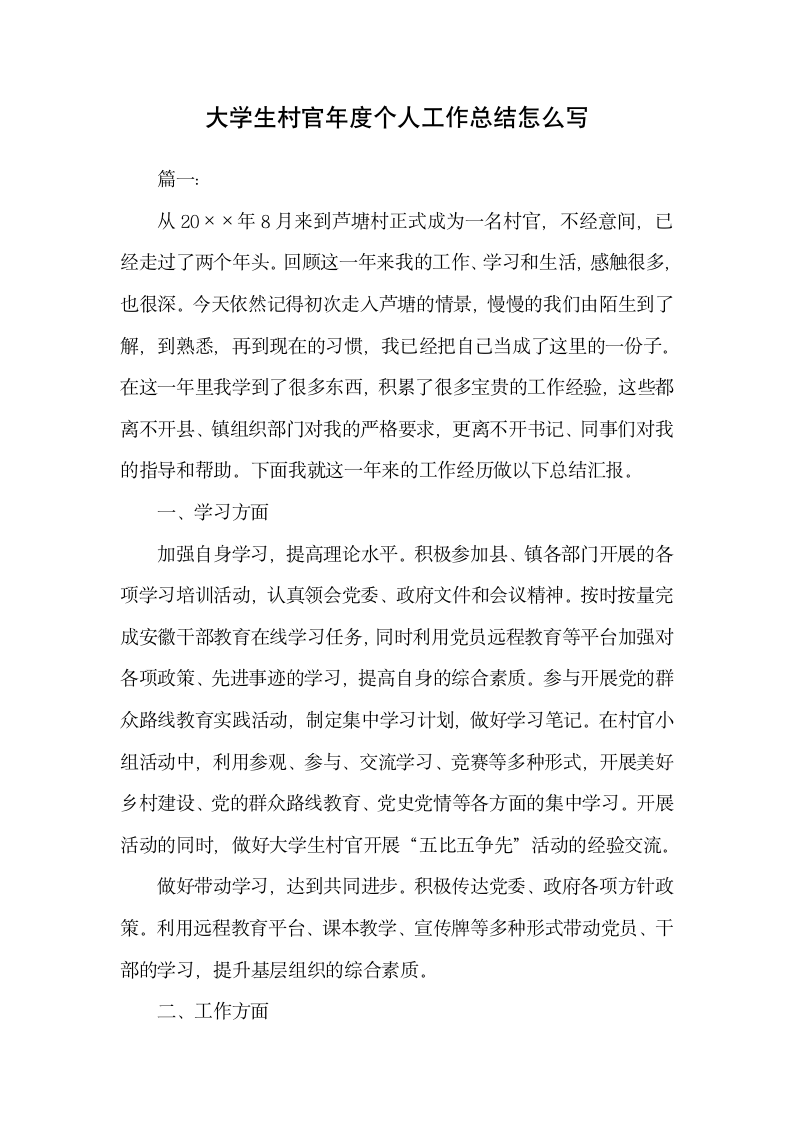 大学生村官年度个人工作总结范文.docx