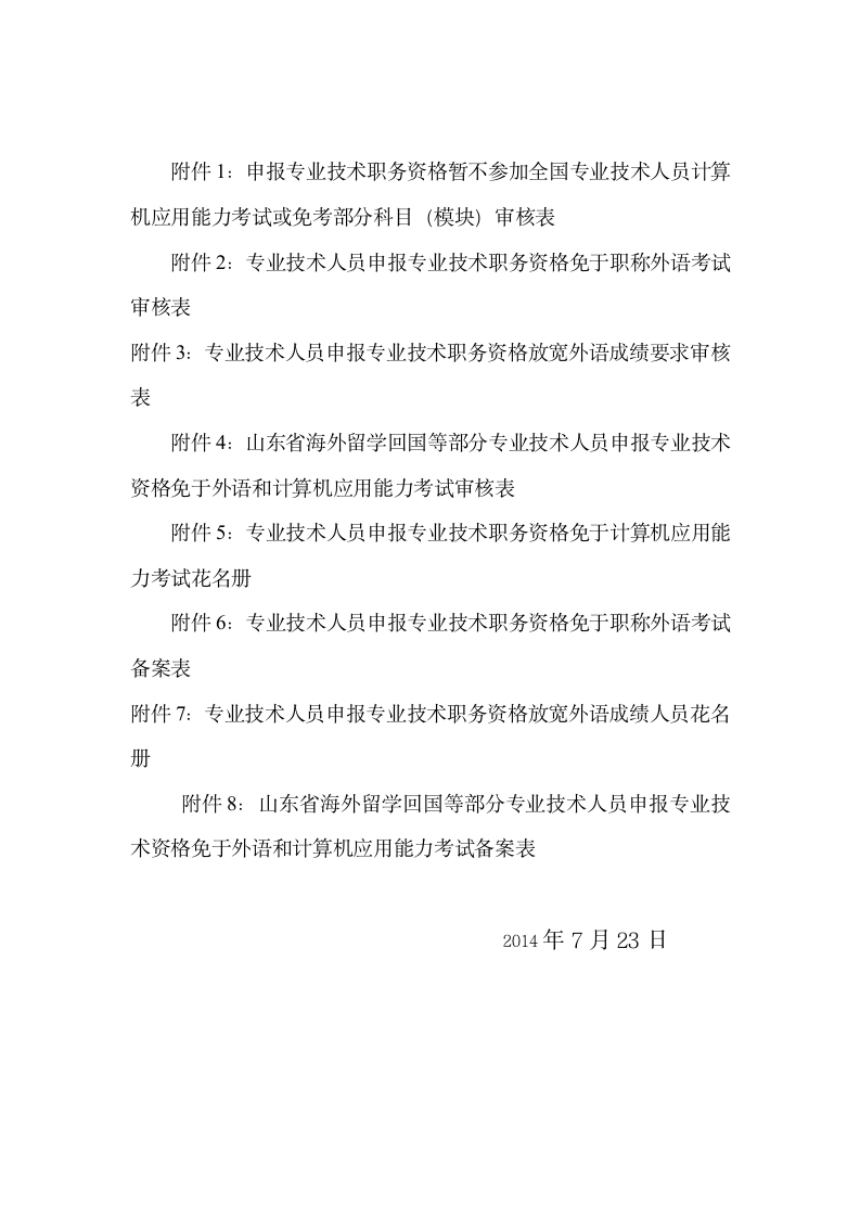 201关于2014年度申报专业技术资格免于计算机应用能力、职称外语考试和放宽外语成绩要求有关问题的通知第6页