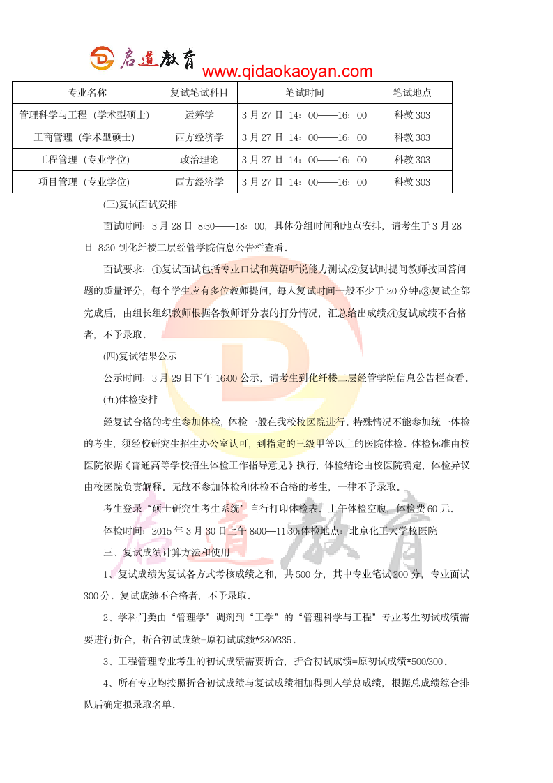 2018北京化工大学经济管理学院考研复试通知复试时间复试分数线复试经验第4页