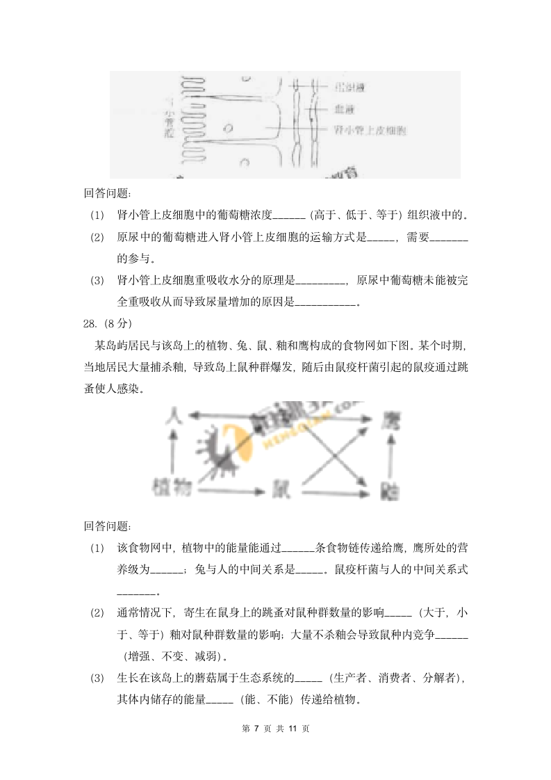 2011年高考海南生物试卷第7页