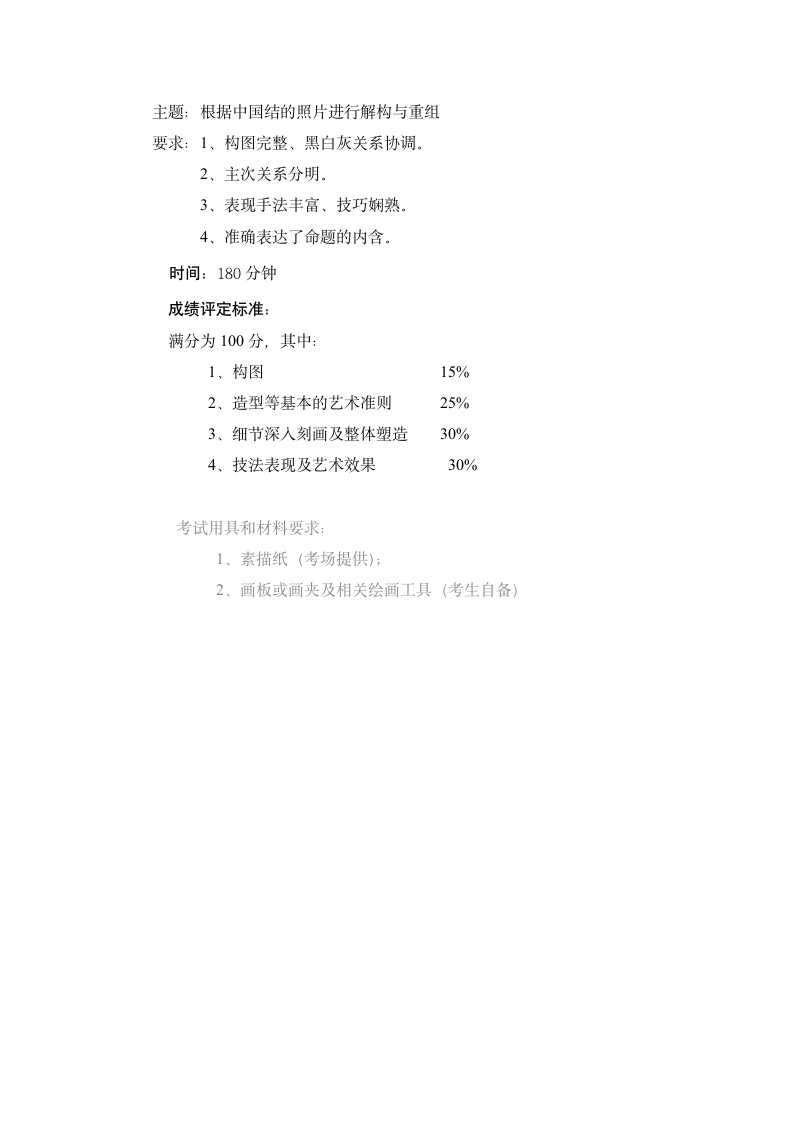 广东技术师范学院2018年专插本《设计素描》考试大纲第2页