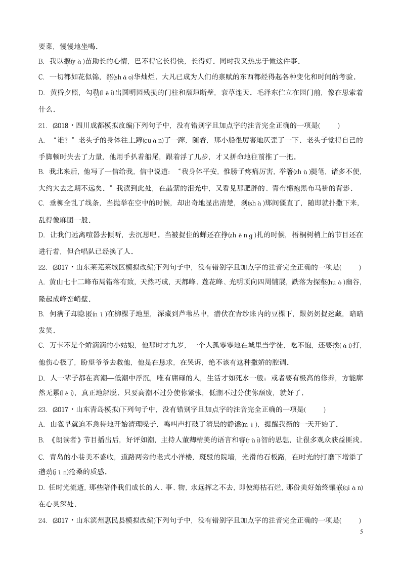 历年语文中考专题之字音字形练习.doc第5页