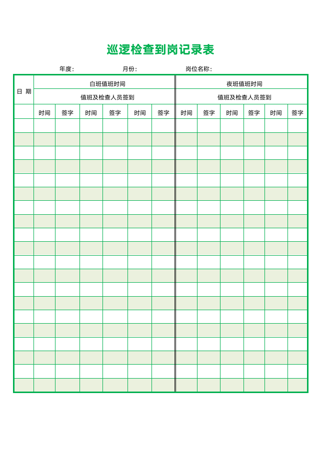 巡逻检查到岗记录表.doc第1页