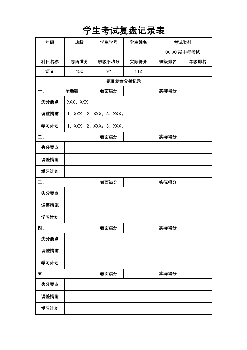 学生考试复盘记录表.docx第1页