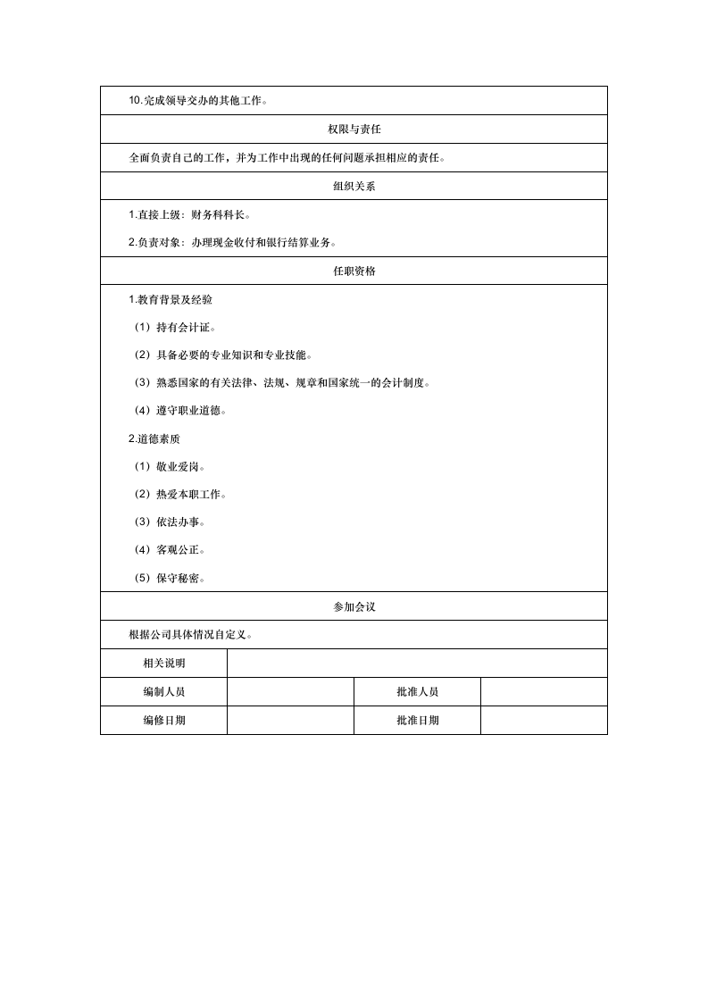 出纳员岗位说明书.doc第2页