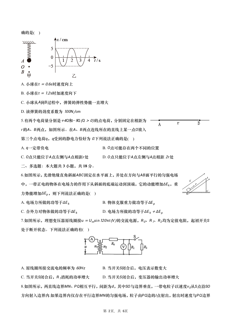 2024年河南省高考物理模拟试卷（无答案）.doc第2页