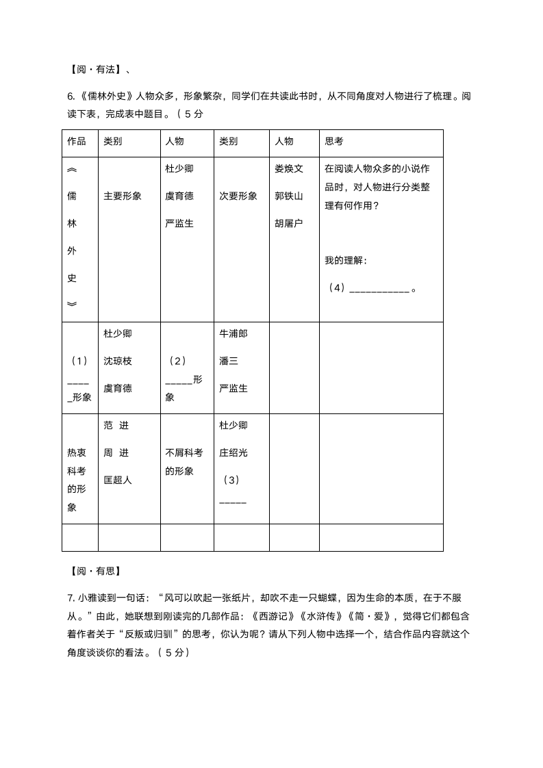 2021年中考语文复习资料：名著阅读要点归纳和真题练习《儒林外史》（含答案）.doc第12页