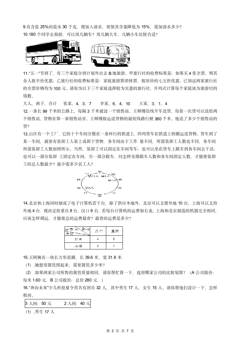 2023年小升初数学最优化问题专题突破训练（附答案）.doc第2页