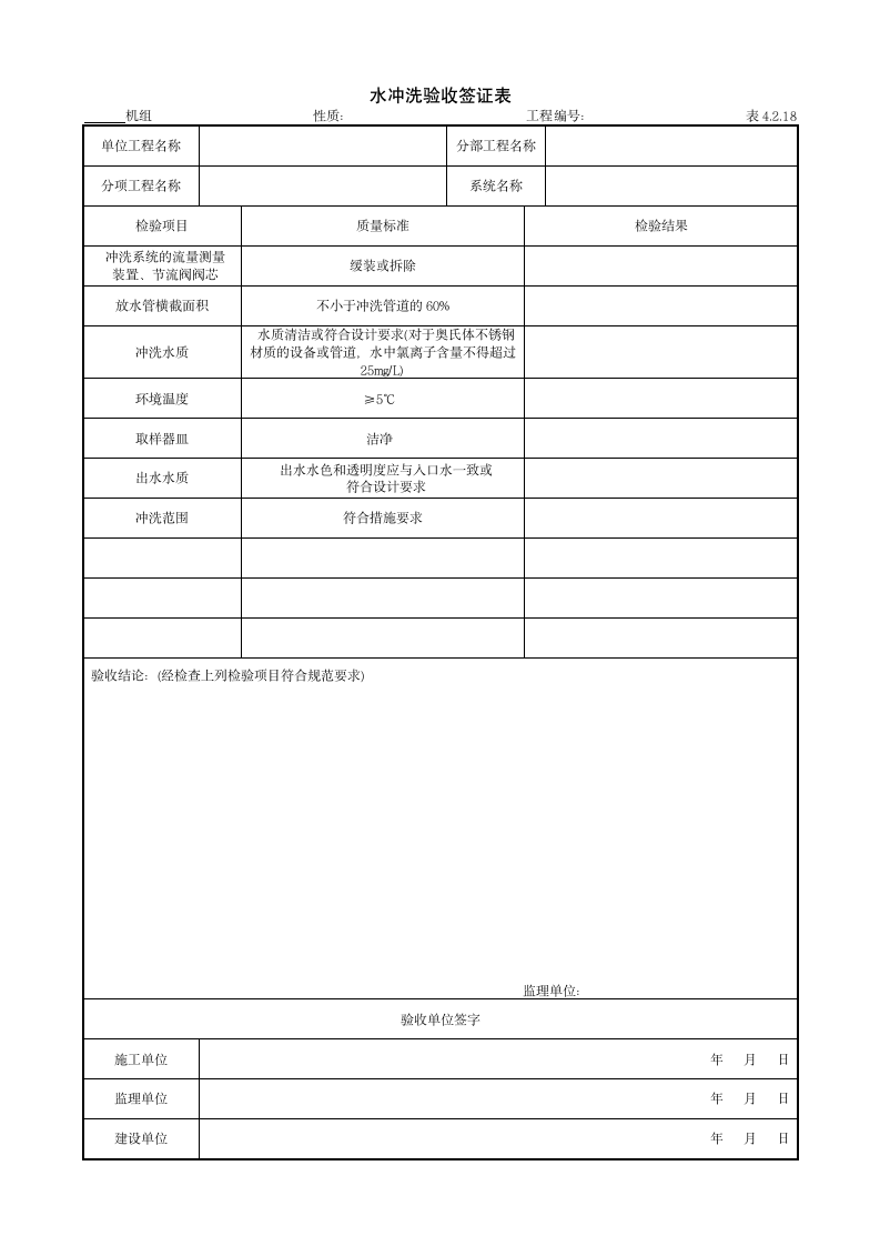 水冲洗验收签证表.doc