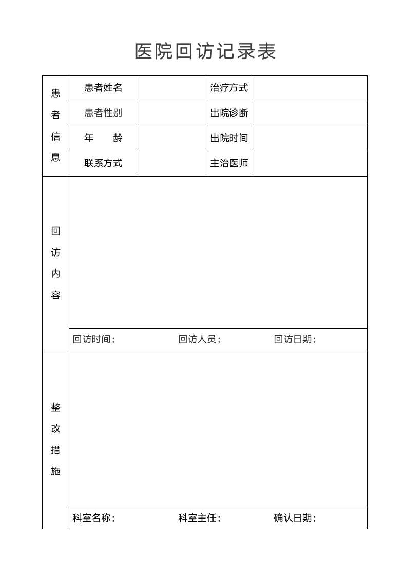 医院回访记录表.docx