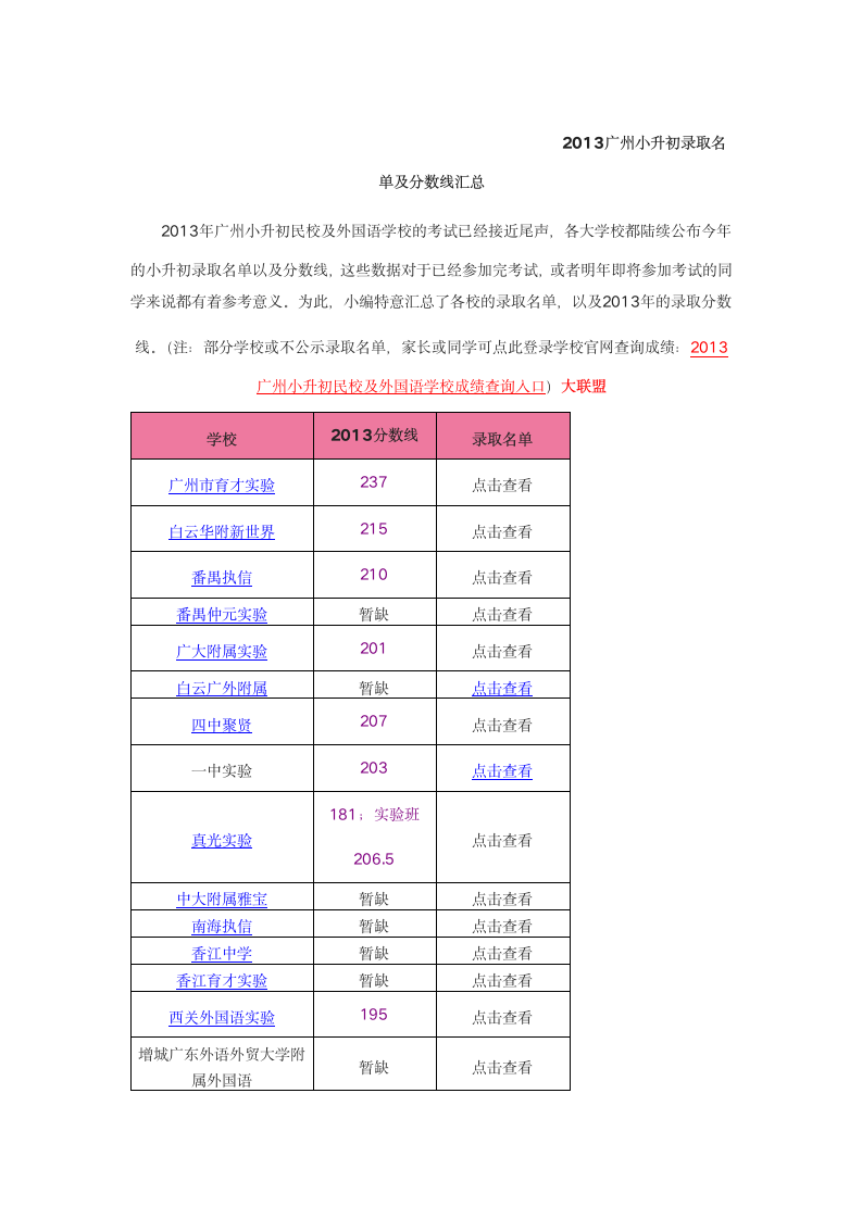 小升初分数线第1页