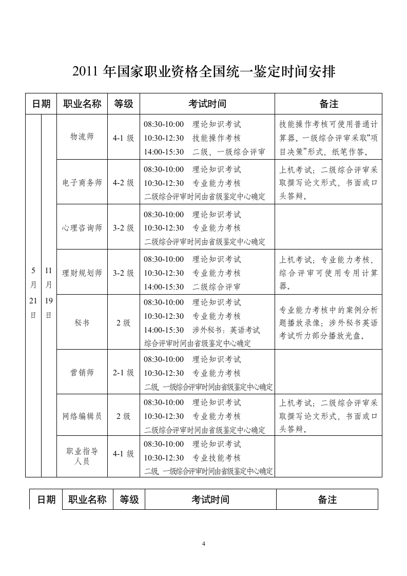 全国统考时间安排第1页