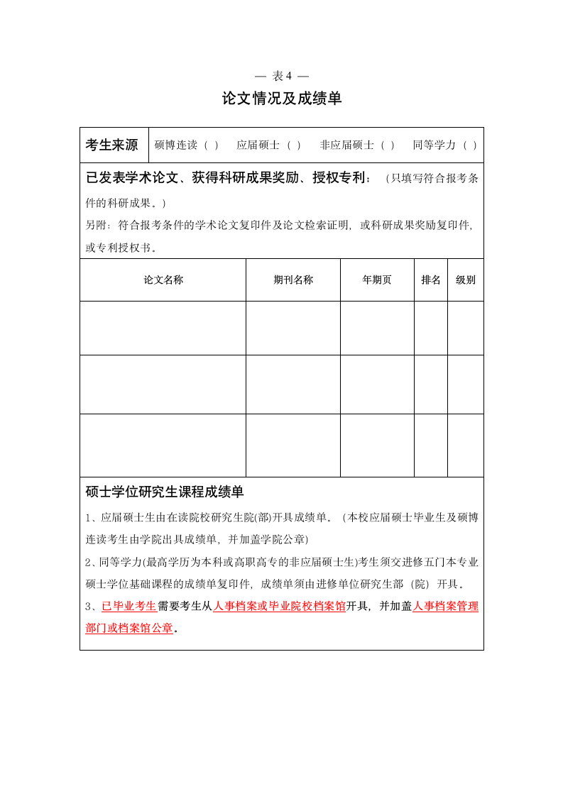 2017年太原理工大学博士研究生入学考试报名登记表第4页