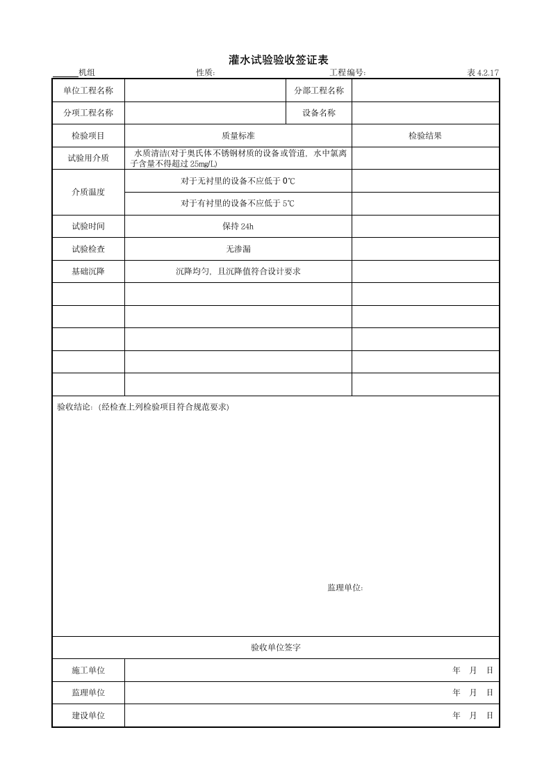 某灌水试验验收签证表.doc