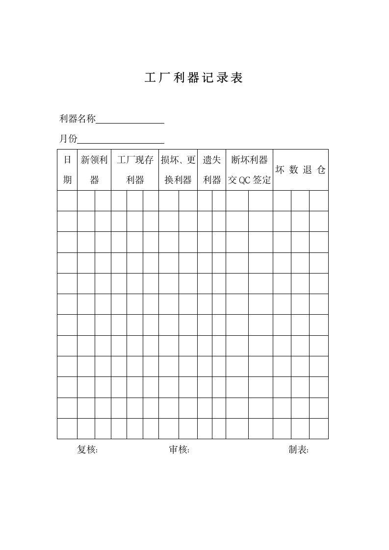 工厂利器记录表.docx