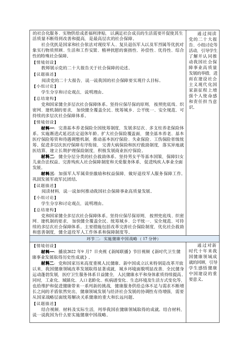 12.2健全社会保障教案（表格式）-2023-2024学年中职高教版（2023）中国特色社会主义.doc第4页