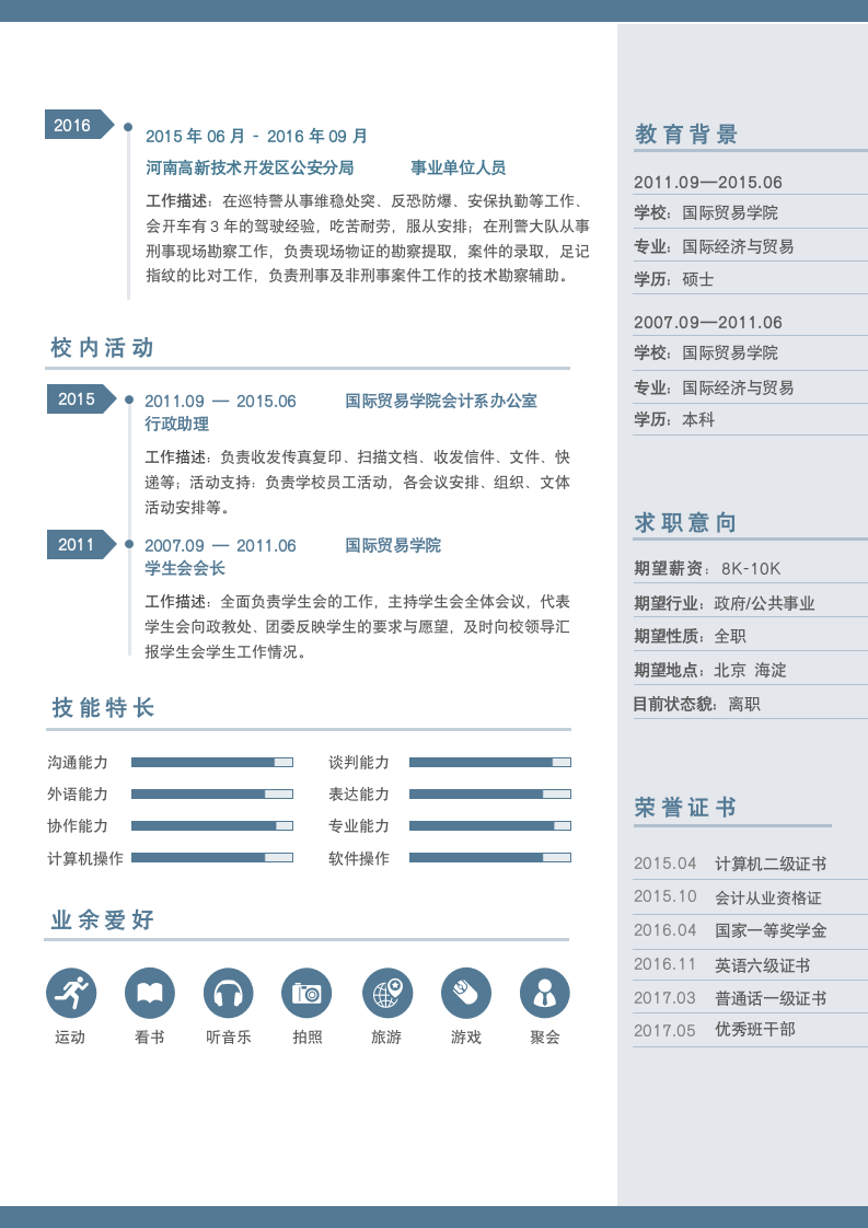 公务员事业单位人员个人求职简历模板自荐信精美.docx第2页