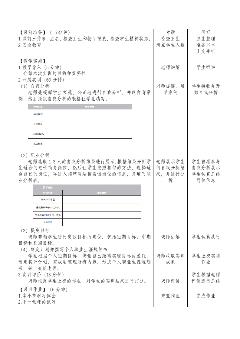 中职《电子商务基础（慕课版）》（人邮版·2021）课题3  实训——做好个人电子商务职业规划 教案.doc第2页