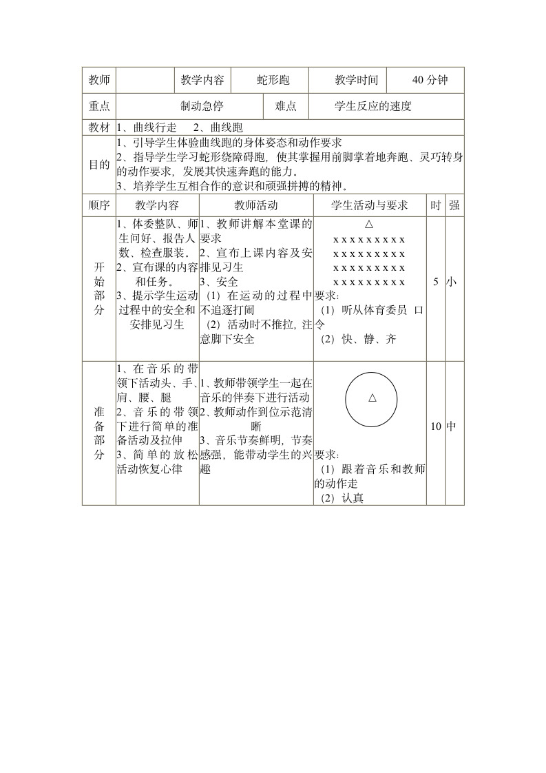 二年级体育蛇形跑 教案 全国通用.doc第2页