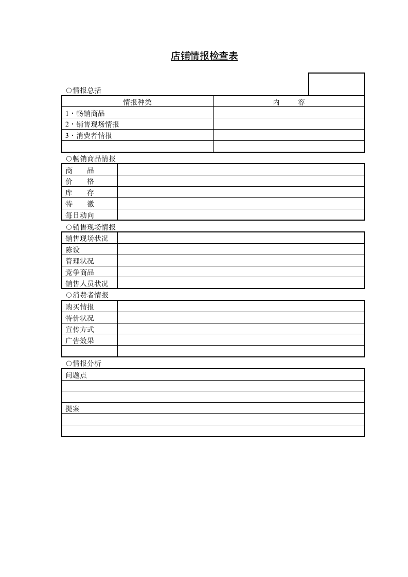 某公司店铺情报检查表.doc第1页