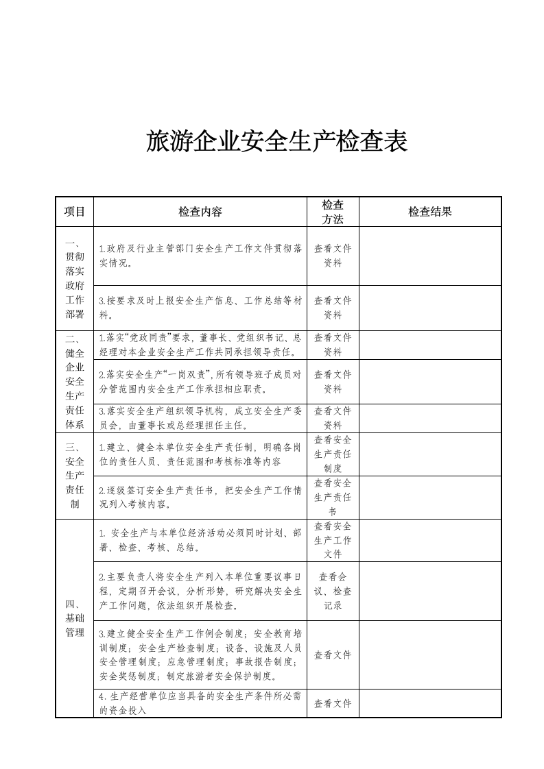 旅游企业安全生产检查表.doc第1页