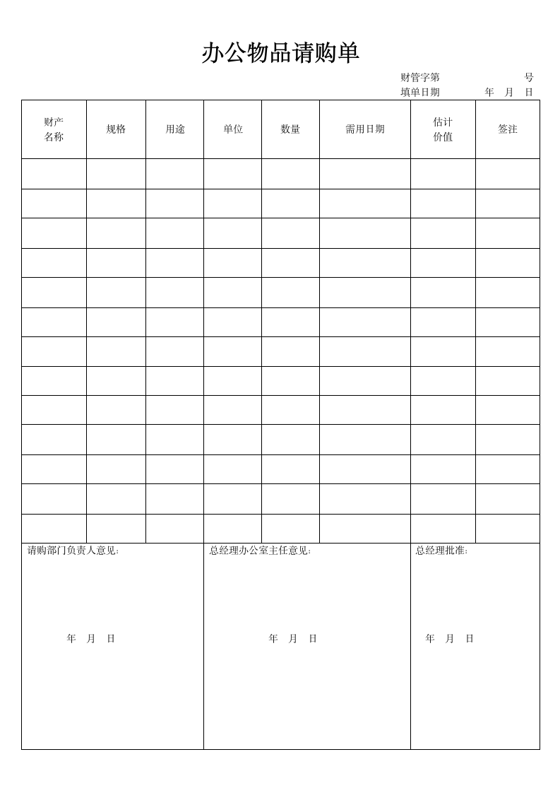 办公物品请购单通用模板.doc