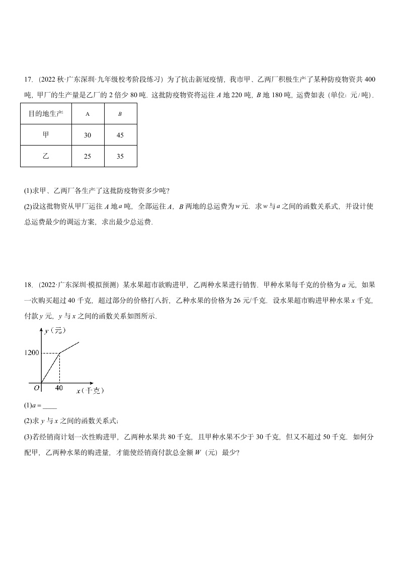 2023年中考数学高频考点专题强化-一次函数分配方案问题（含简单答案）.doc第7页