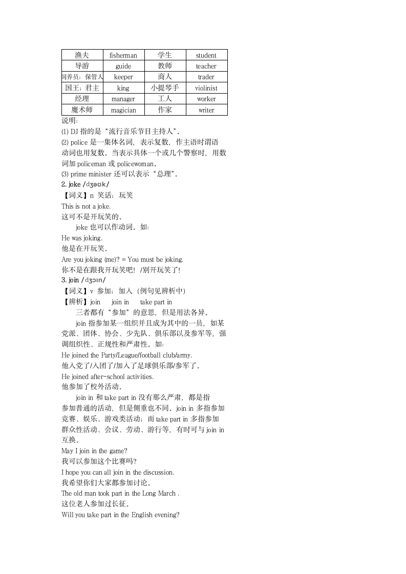 2023届中考英语重点词汇用法：字母开头j.doc第2页