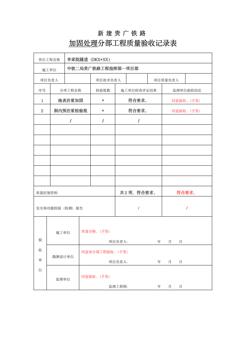 隧道分部工程质量验收表.doc