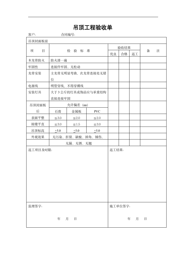 装修装饰各项工程验收表模板.doc第2页