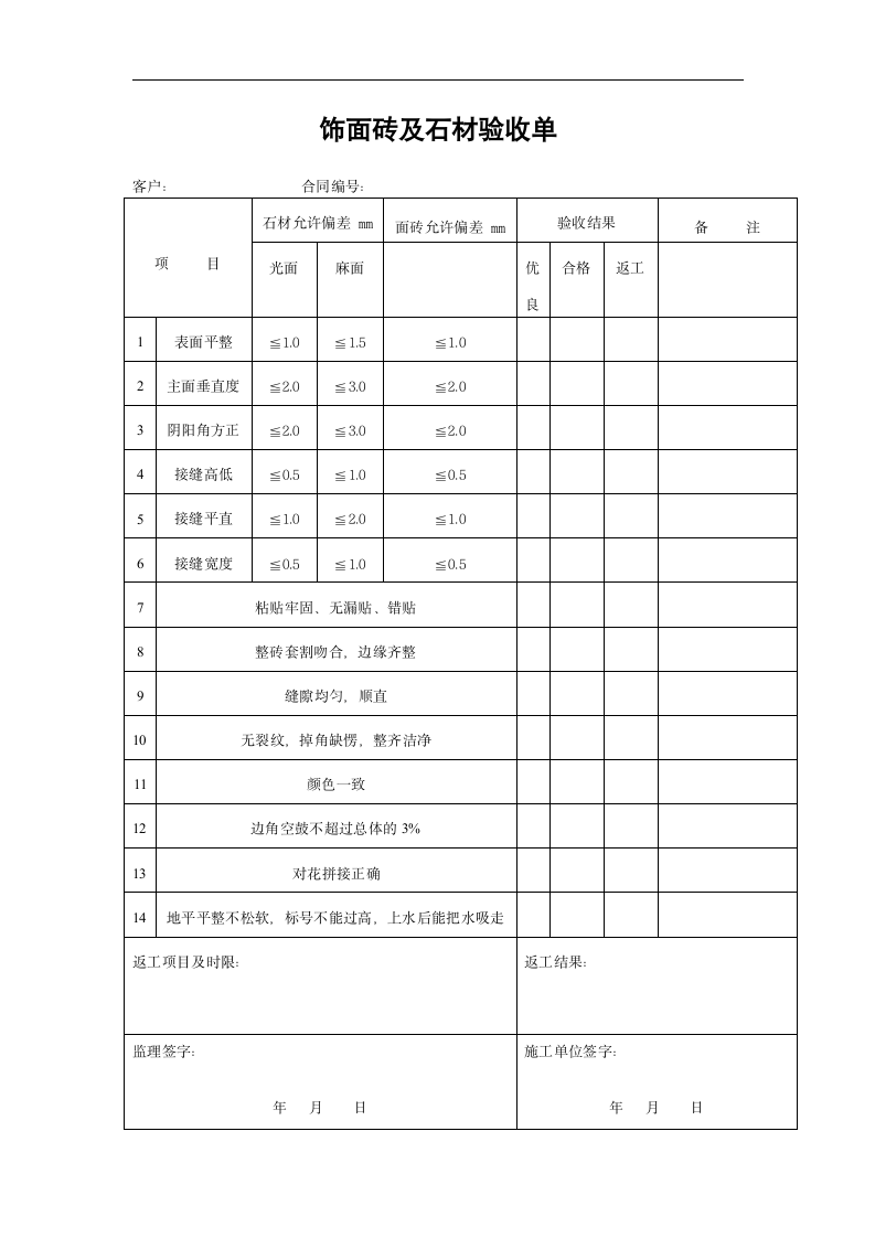 装修装饰各项工程验收表模板.doc第5页