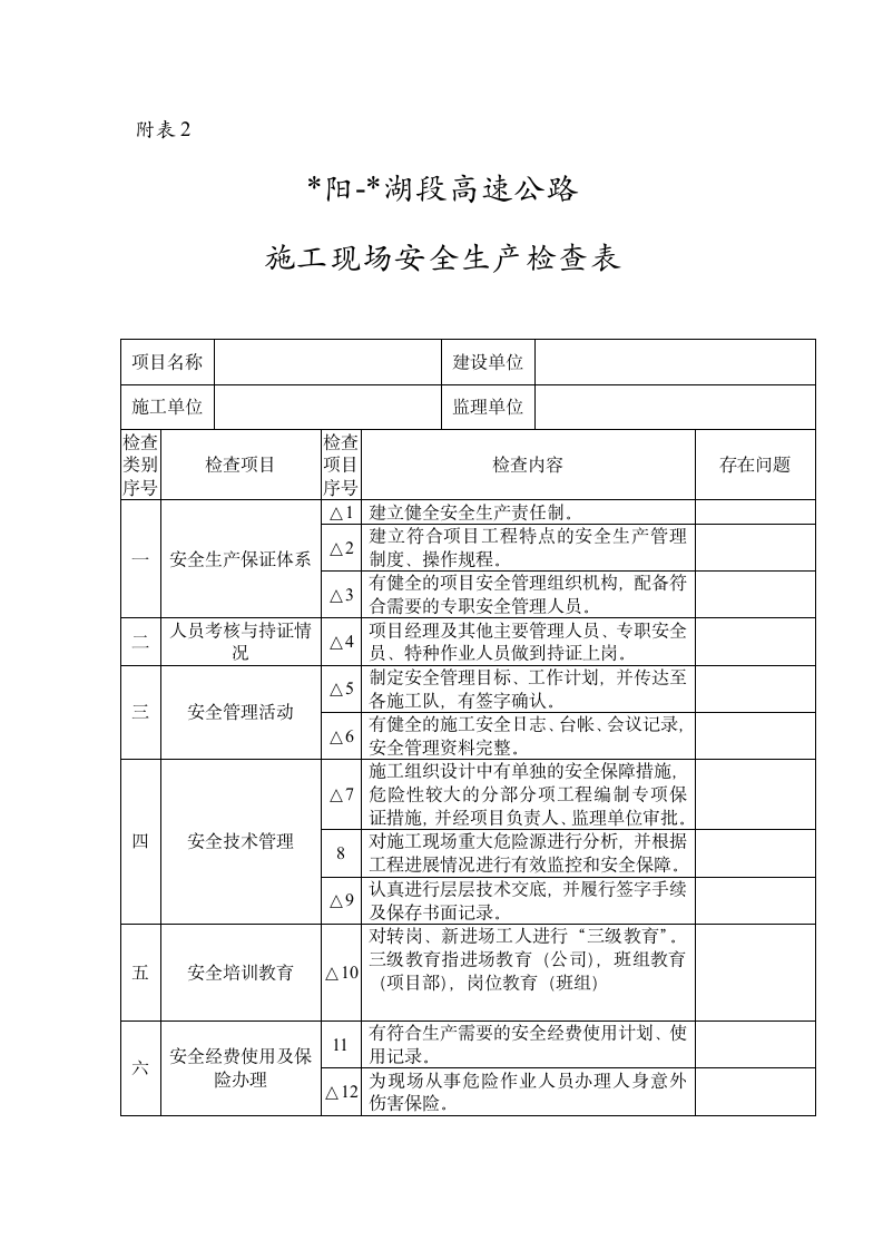 某高速公路工程安全检查表.doc第4页