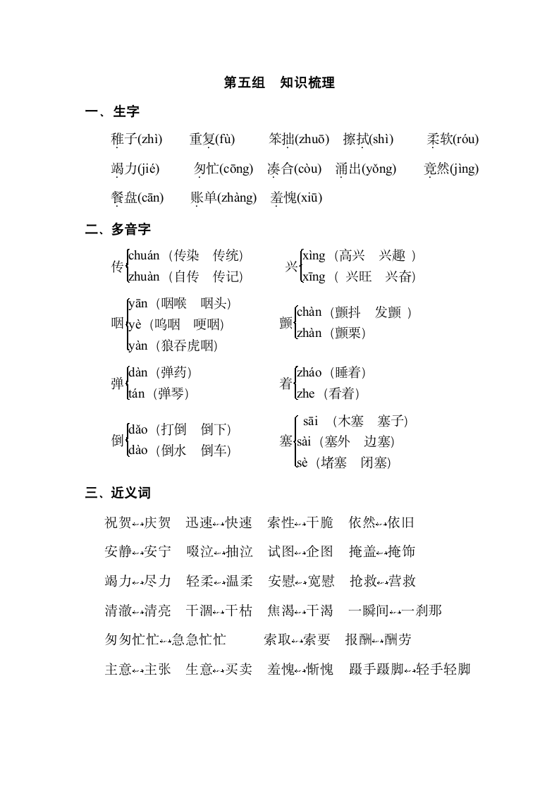 人教版小学语文三年级下学期 第五组 知识点梳理.doc第1页