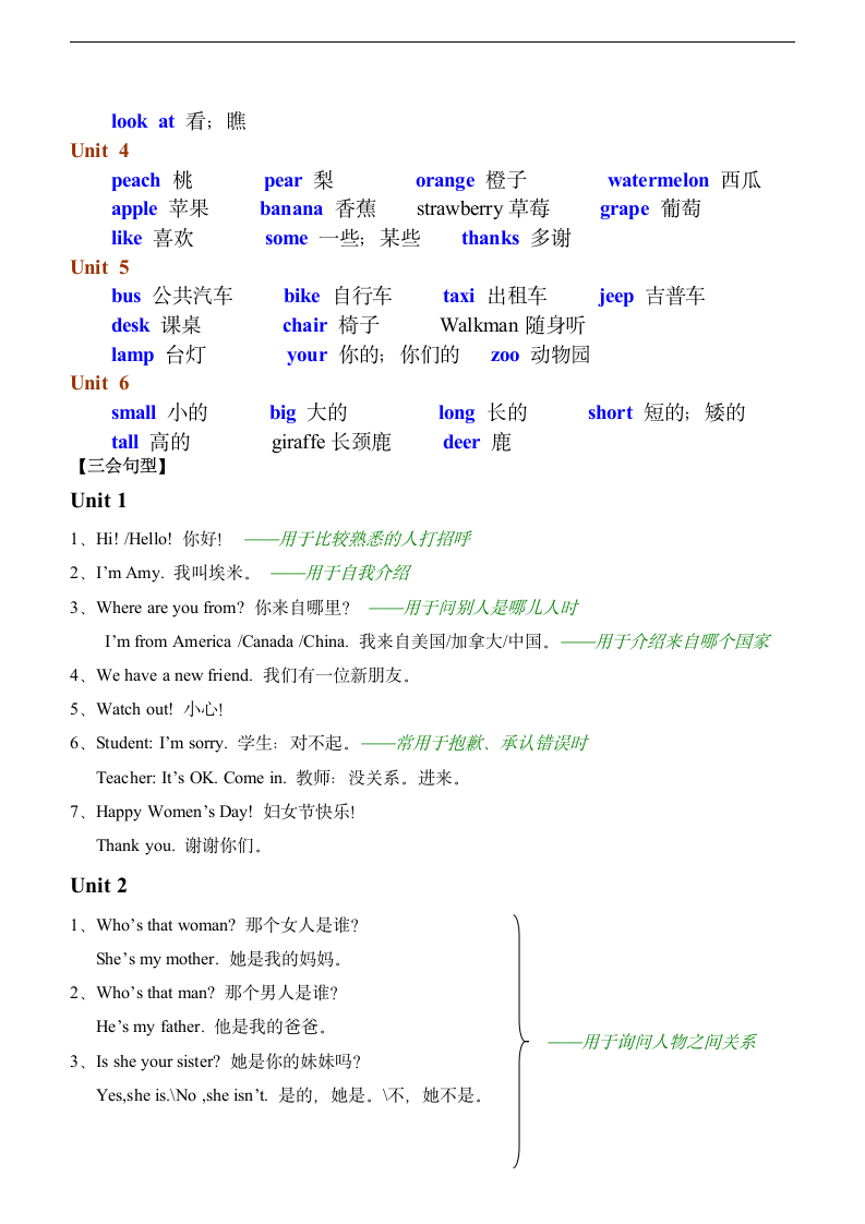 PEP小学四年级上、下重点单词和句型.doc第4页