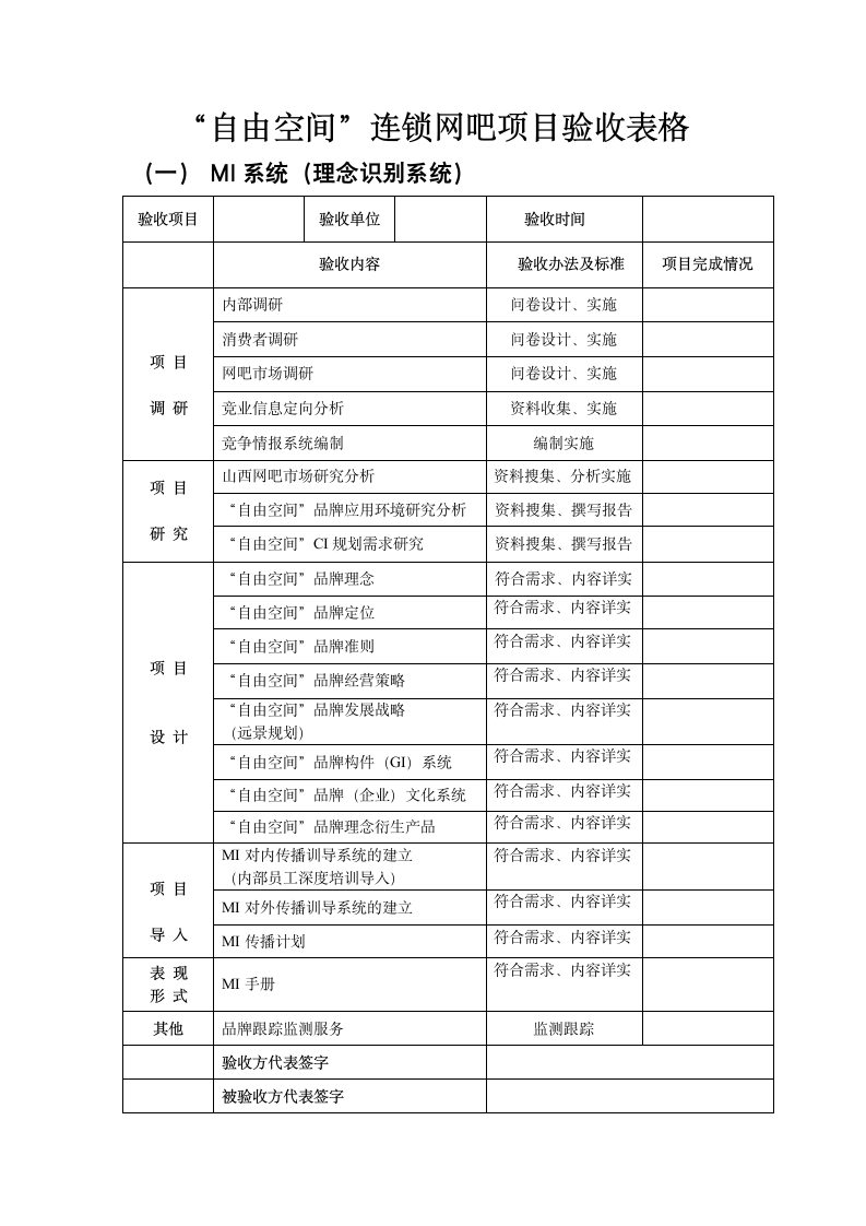 cis项目验收表格.doc