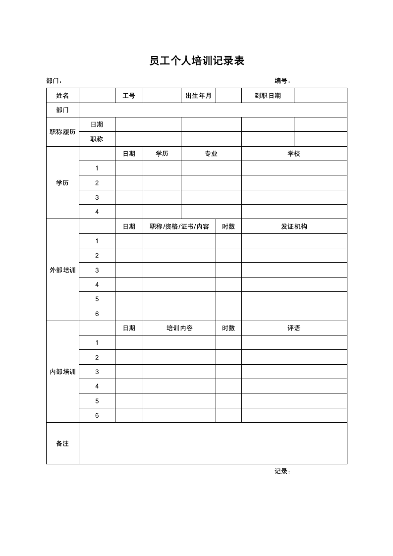 员工个人培训记录表.docx第1页