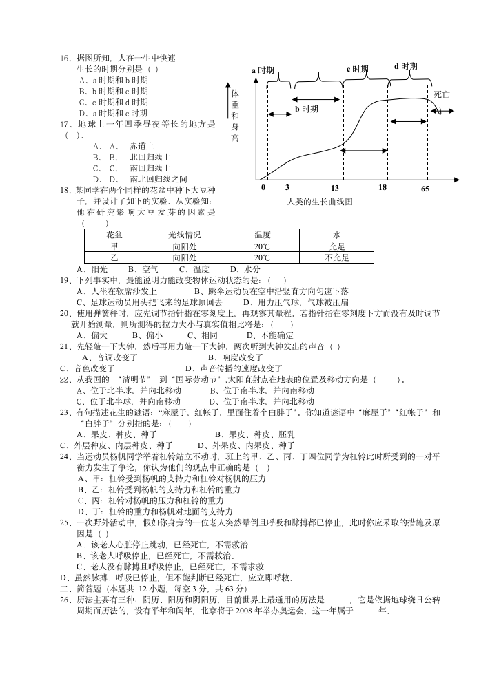 七下科学期末考试卷[下学期].doc第2页