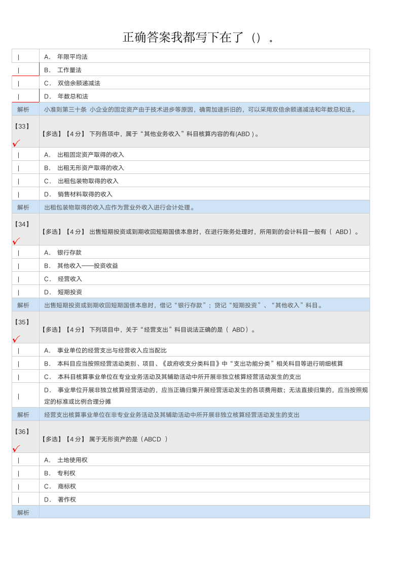 2016年河北省会计继续教育考试答案第7页