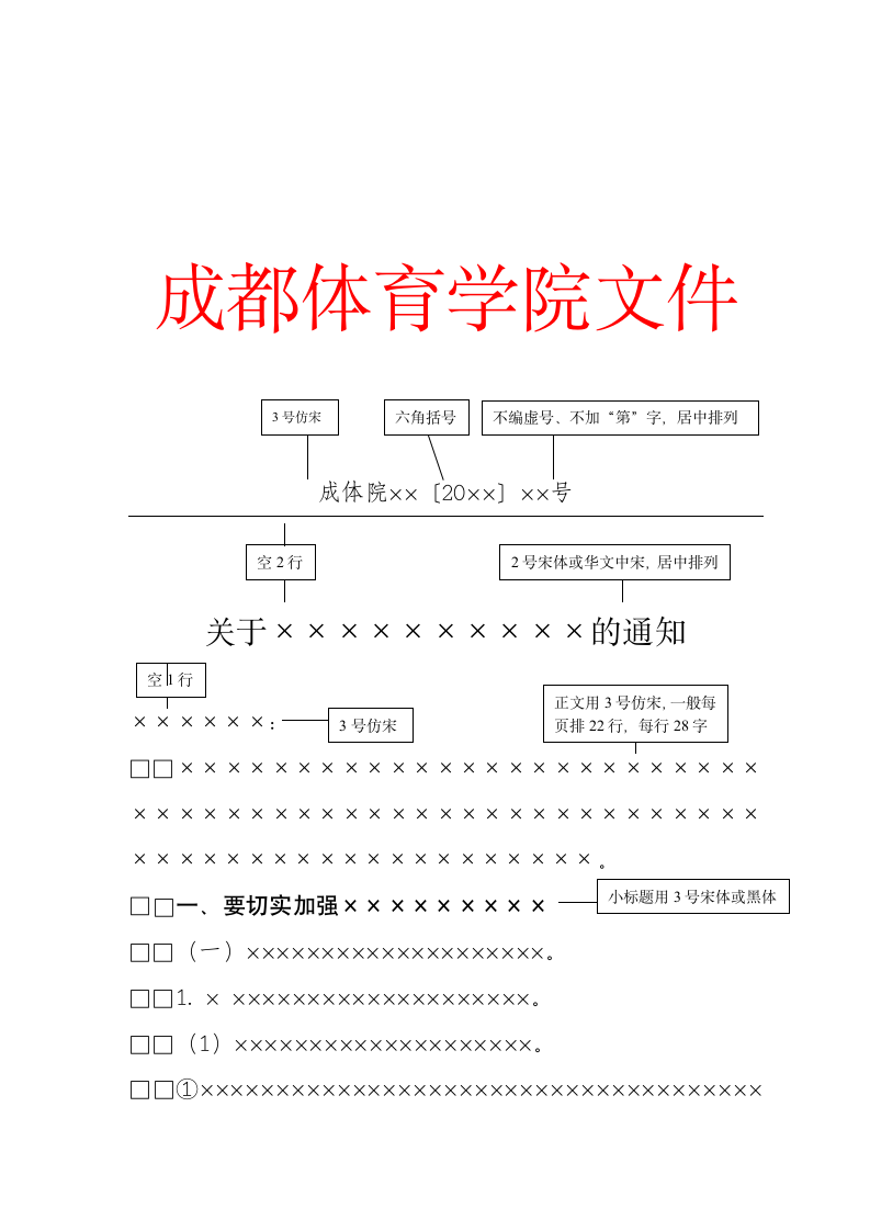 成都体育学院红头文件通知模板第1页