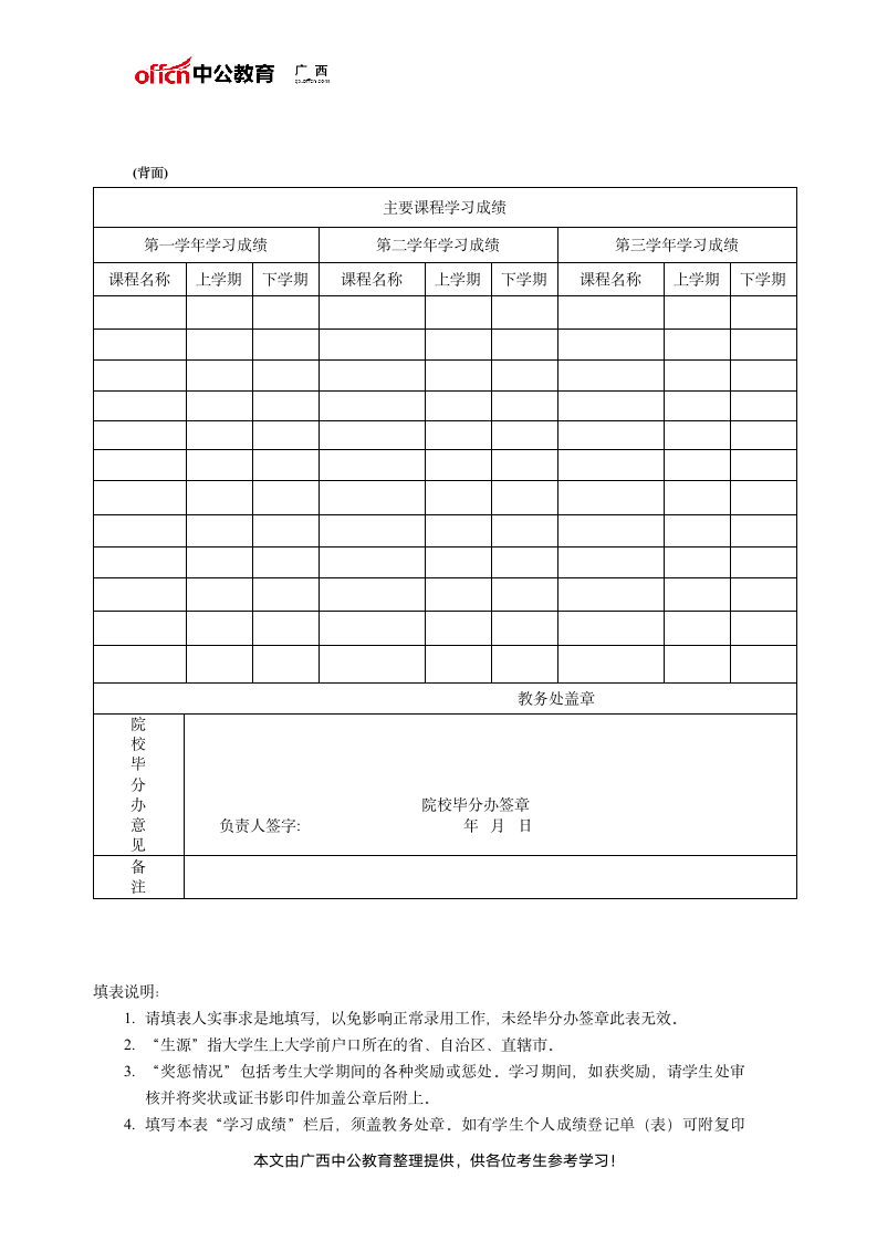 2019国家公务员考试报名推荐表第2页