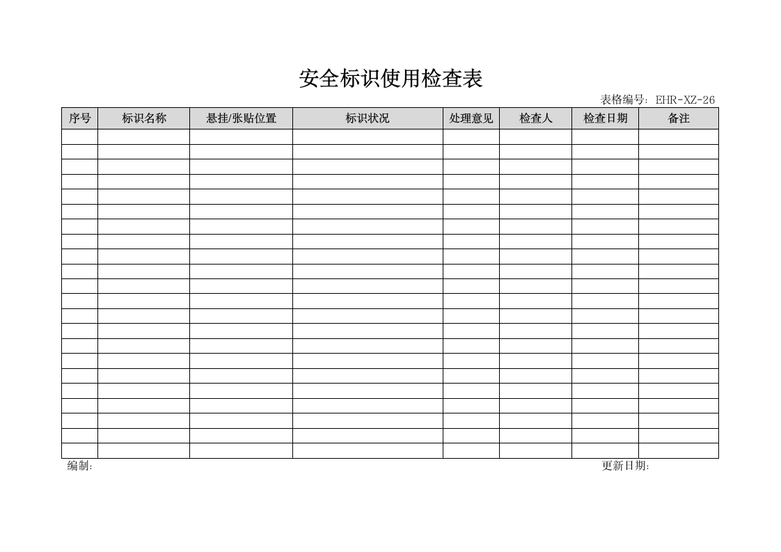 环境安全、职业健康管理-安全标识使用检查表.doc