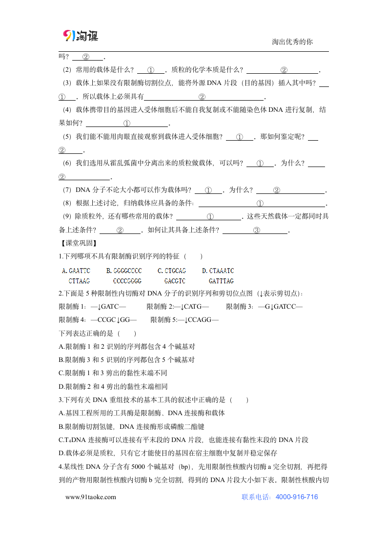 生物-人教版-选修3-学案12：1.1 DNA重组技术的基本工具.doc-专题1 基因工程-学案.doc第3页