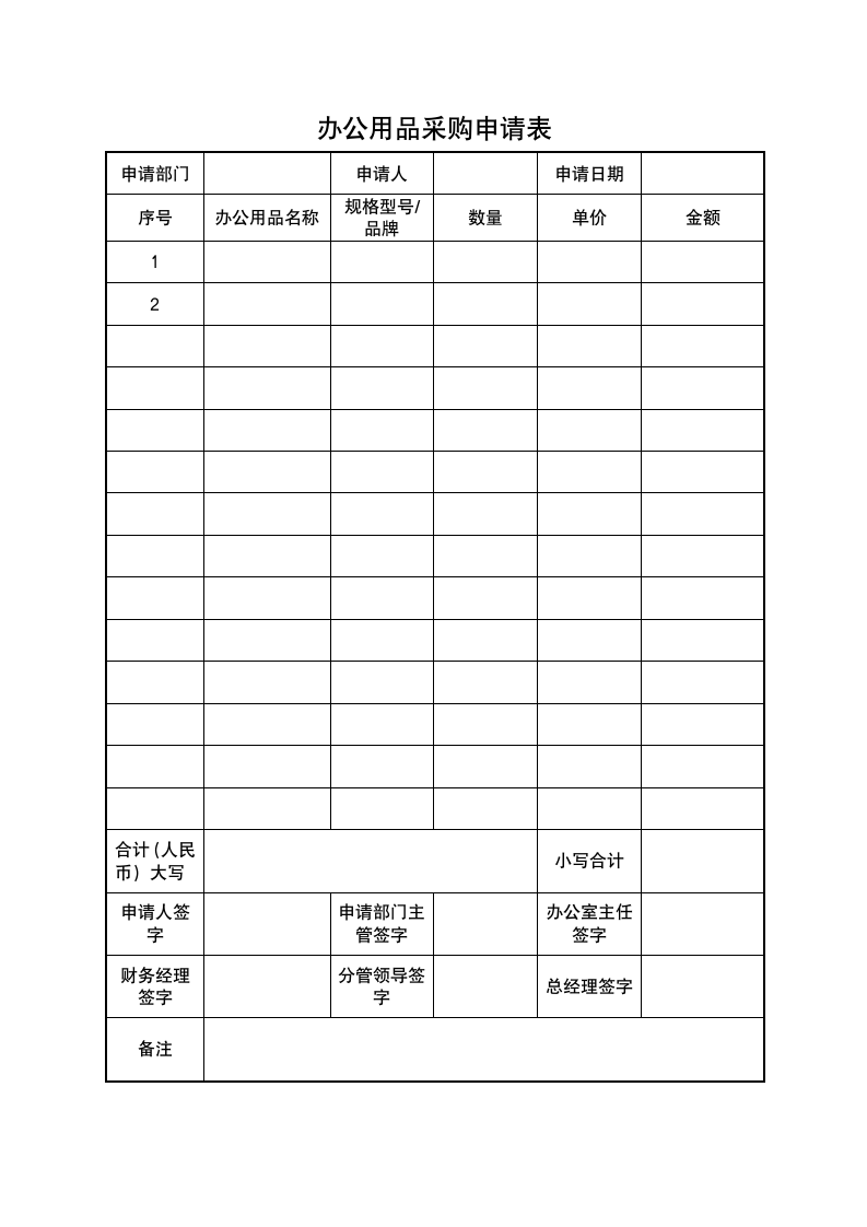 办公用品采购申请表.doc